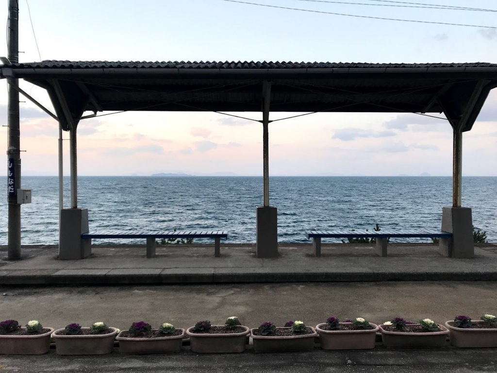 ポスターのように撮影した下灘駅