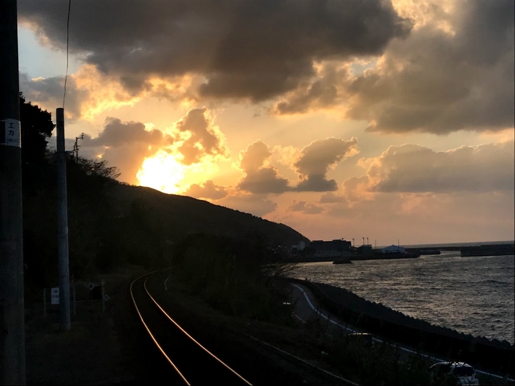 下灘駅からの夕日